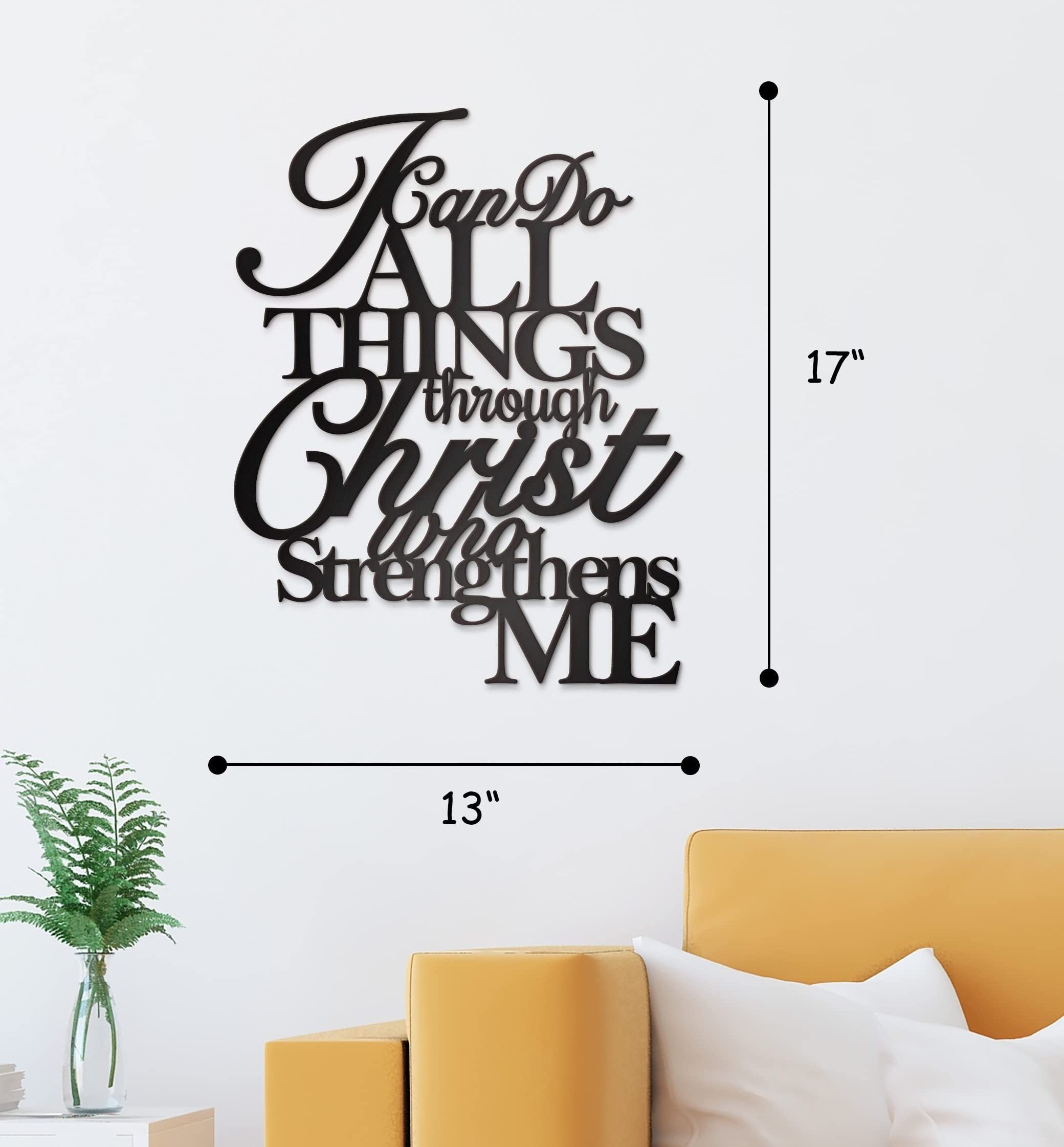 Modern Metal Wall Art, Christ Home Decor I Can Do All Things Through Christ Who Strengthens Me Religious Scripture