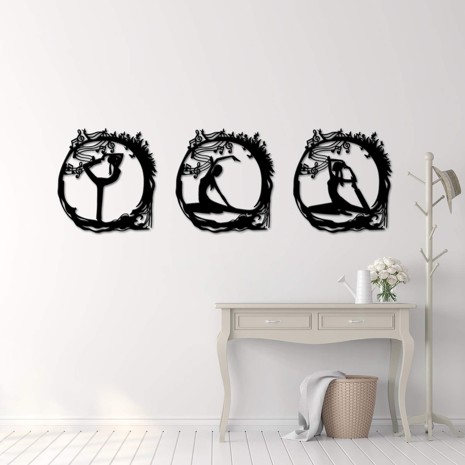 Yoga Art Wall Decor Metal Wall Sculpture Set of 3 Zen Life Hanging Art for Home Bedroom Yoga Room Peace Wall Decoration