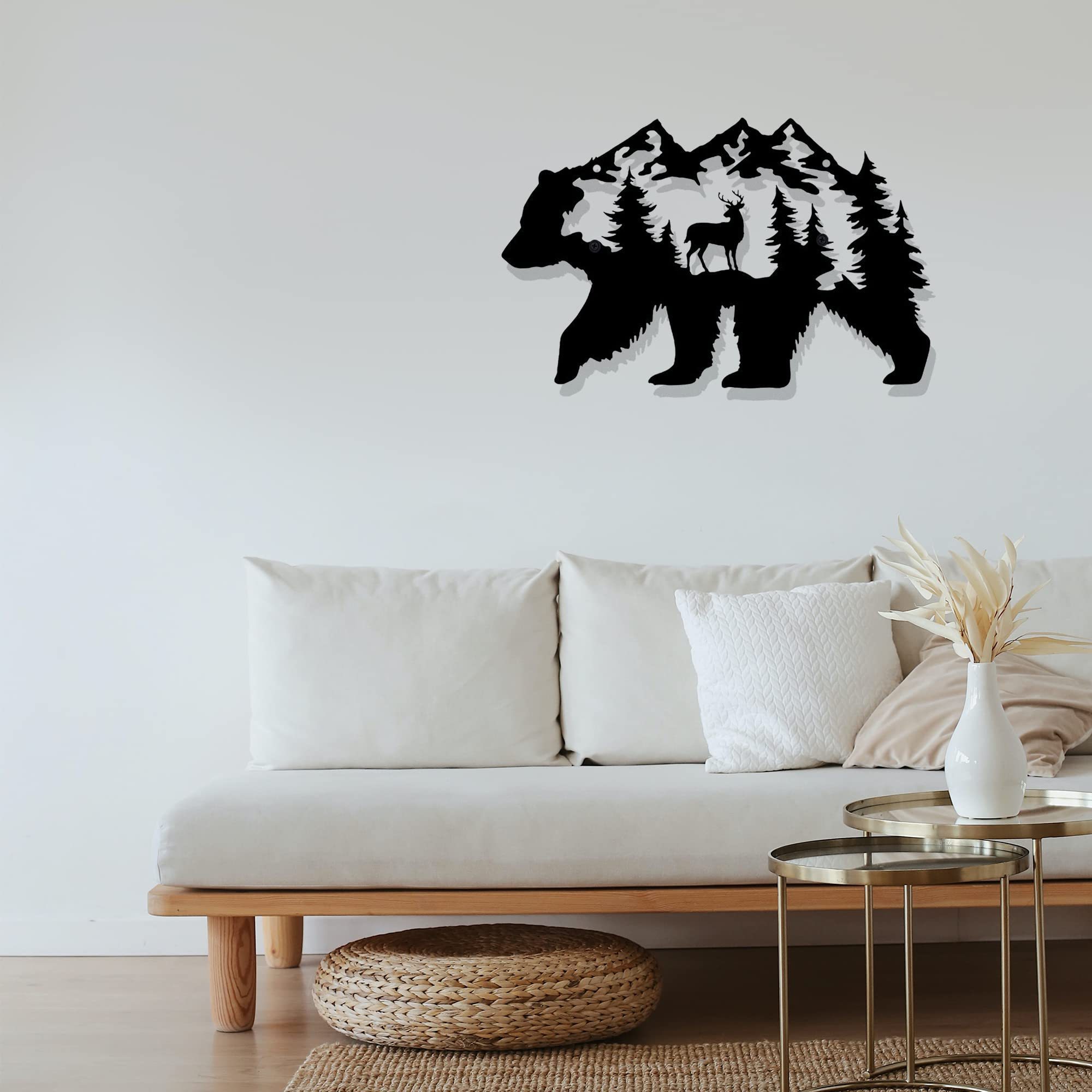 Metal Bear Wall Decor Black Rustic Forest Wall Art, Bear Pictures Wall Art Hunting Wildlife Decor, Bear Decorations