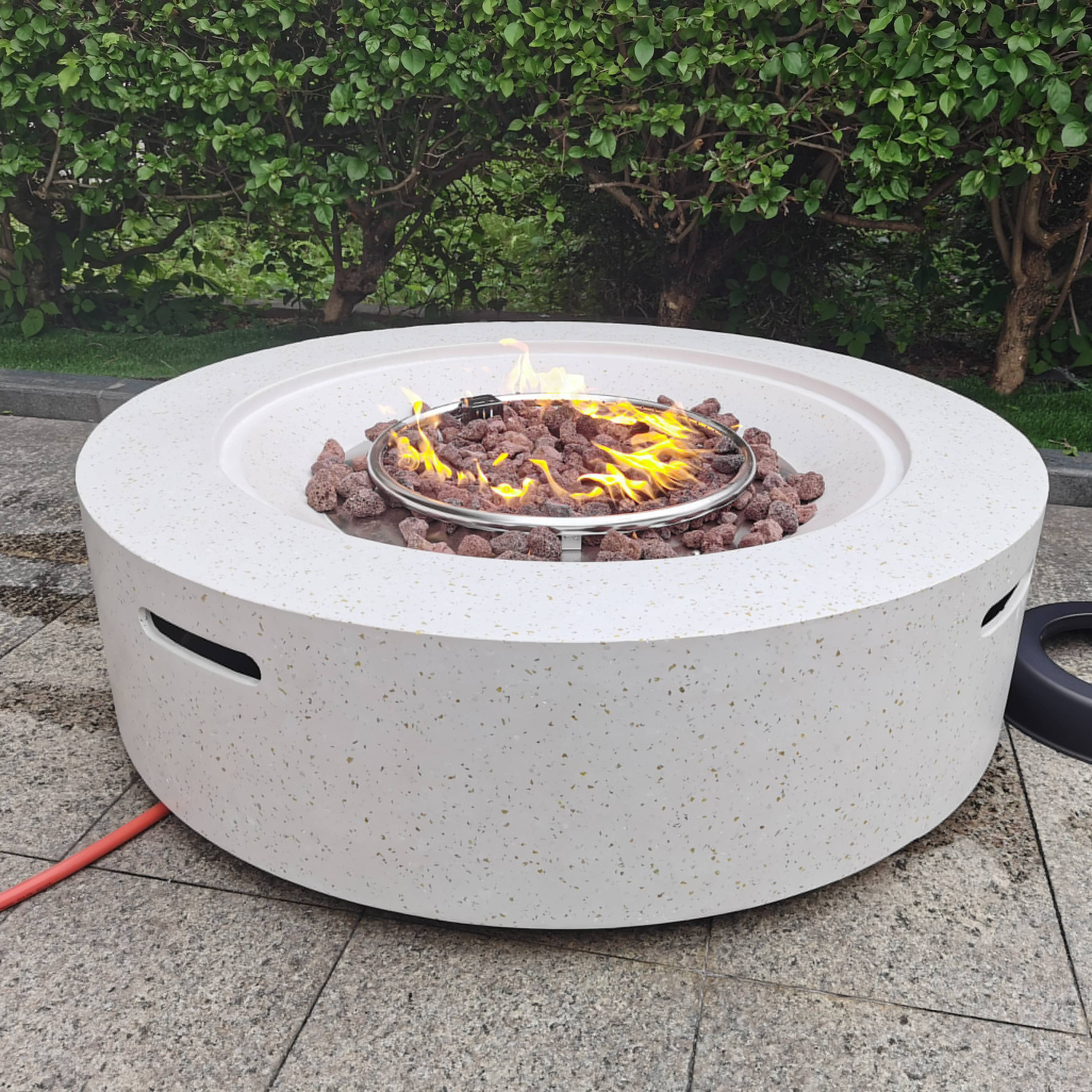 Terrazzo Round Propane Gas Fire pit 41 inches Outdoor Fireplace Fire Table Magnesium Oxide fire pit