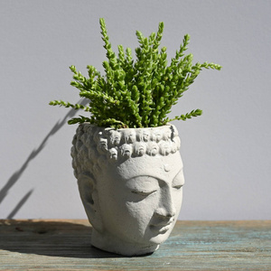 Small Concrete Buddha Head Planter,  Cement Succulent Planter, Buddha Face Planter for Home Decor