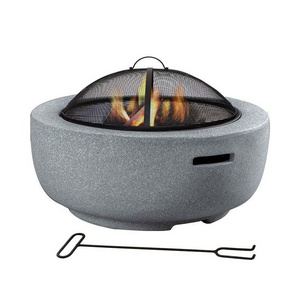 Outdoor MgO Concrete Fire Pit Round Charcoal and Wood Burning Fire Pits BBQ Grill for Outdoor Patio Garden