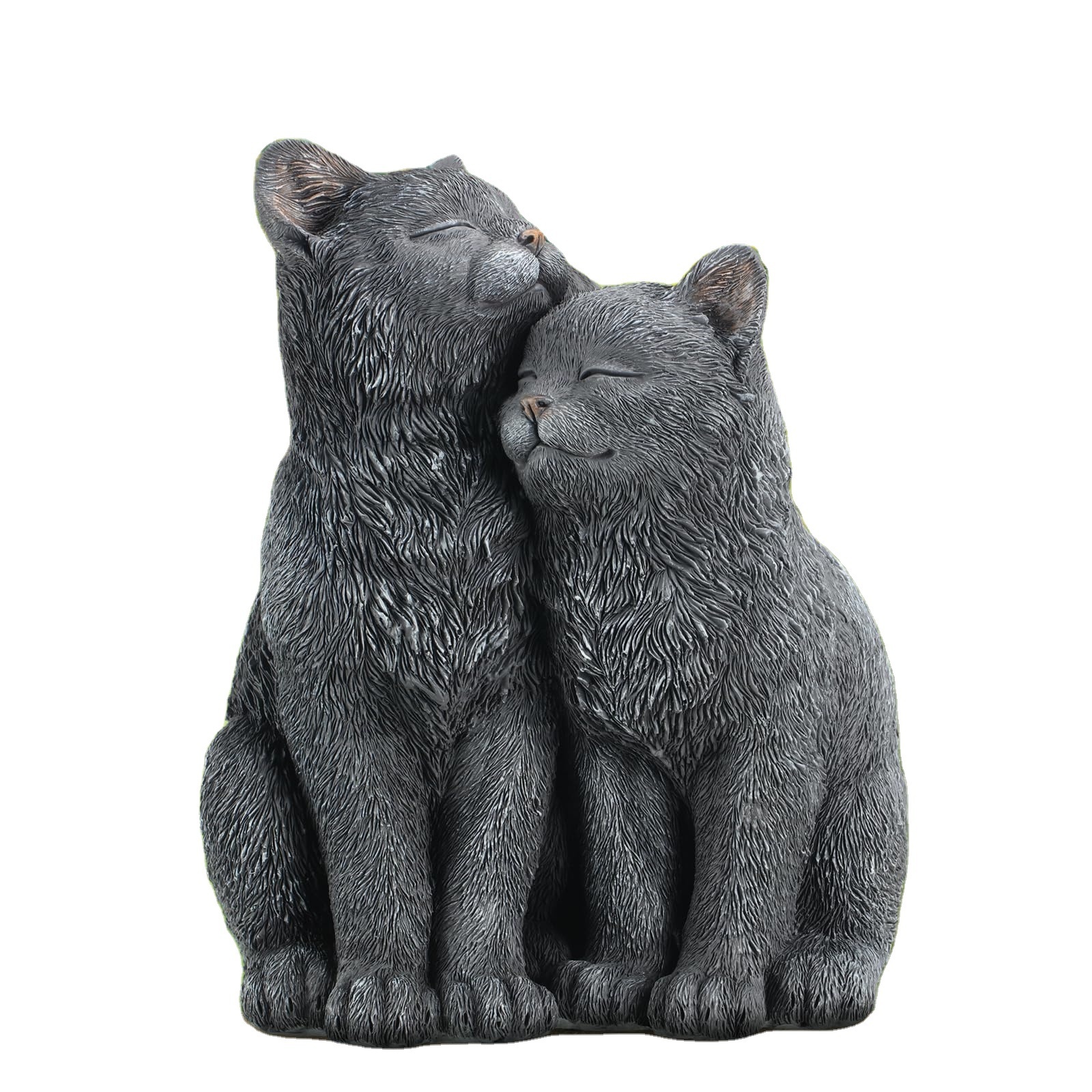 Black Cat Statue for Garden Couple Kitten Figurines Decor Resin Cat Sculpture Decorative Garden Statues for Outside Patio Yard