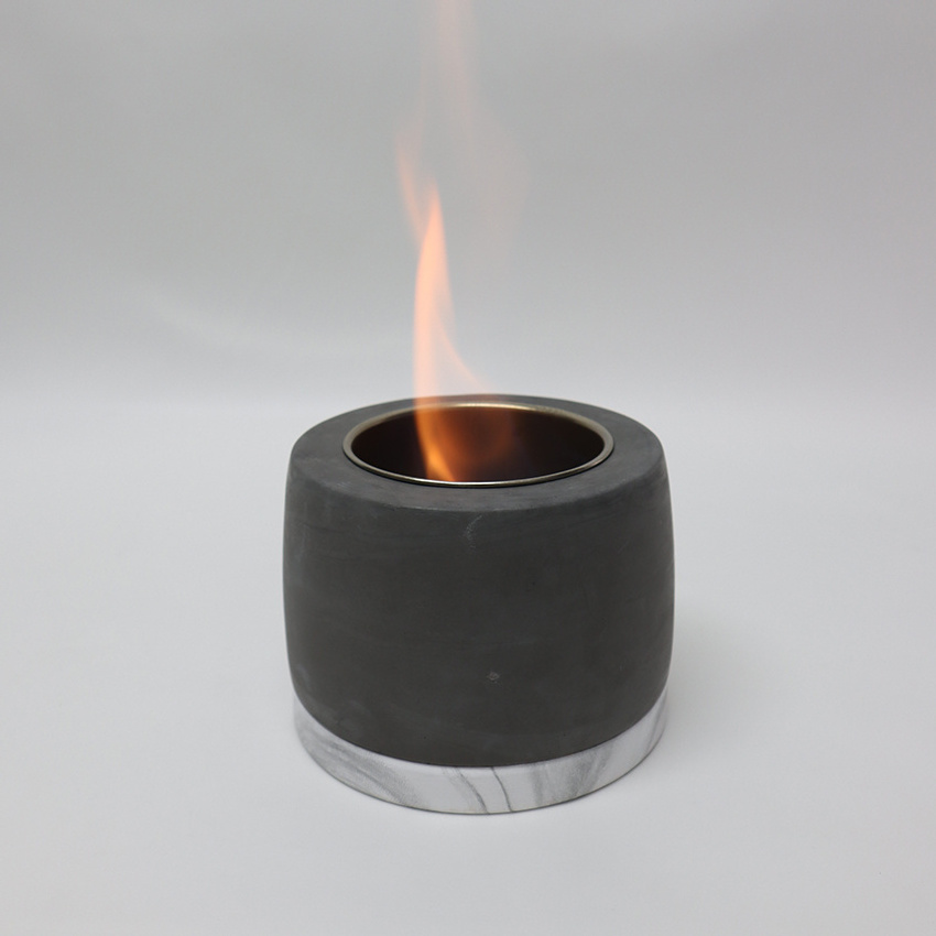 Concrete Tabletop Fire Pit - Ethanol Fire Bowl, Mini Personal Tabletop Fireplace Bio Ethanol for Indoor and Outdoor use