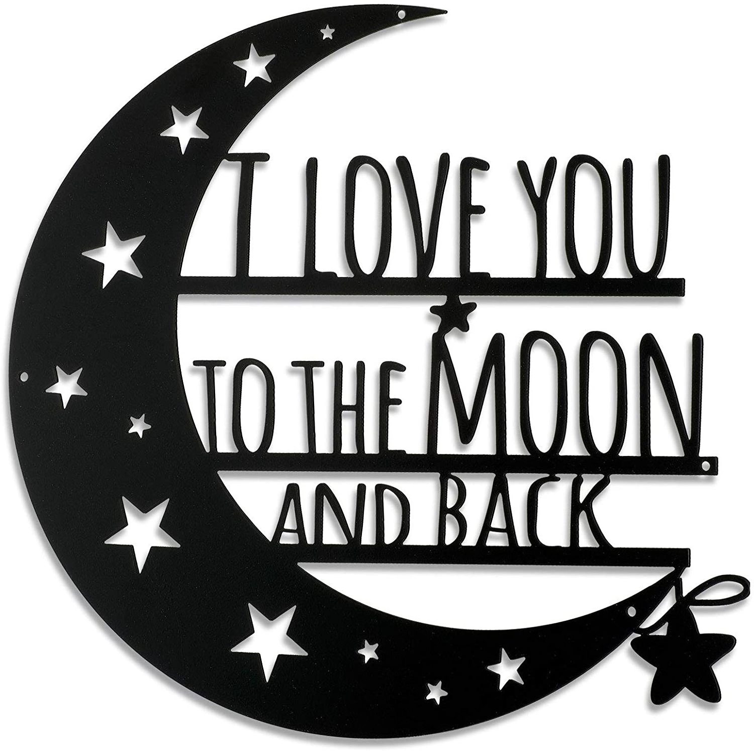 The Moon and Back Wall Art Moon Metal Wall Decorations Hanging Wall Plaque Sign with Love Quote Home Decor for Anniversary