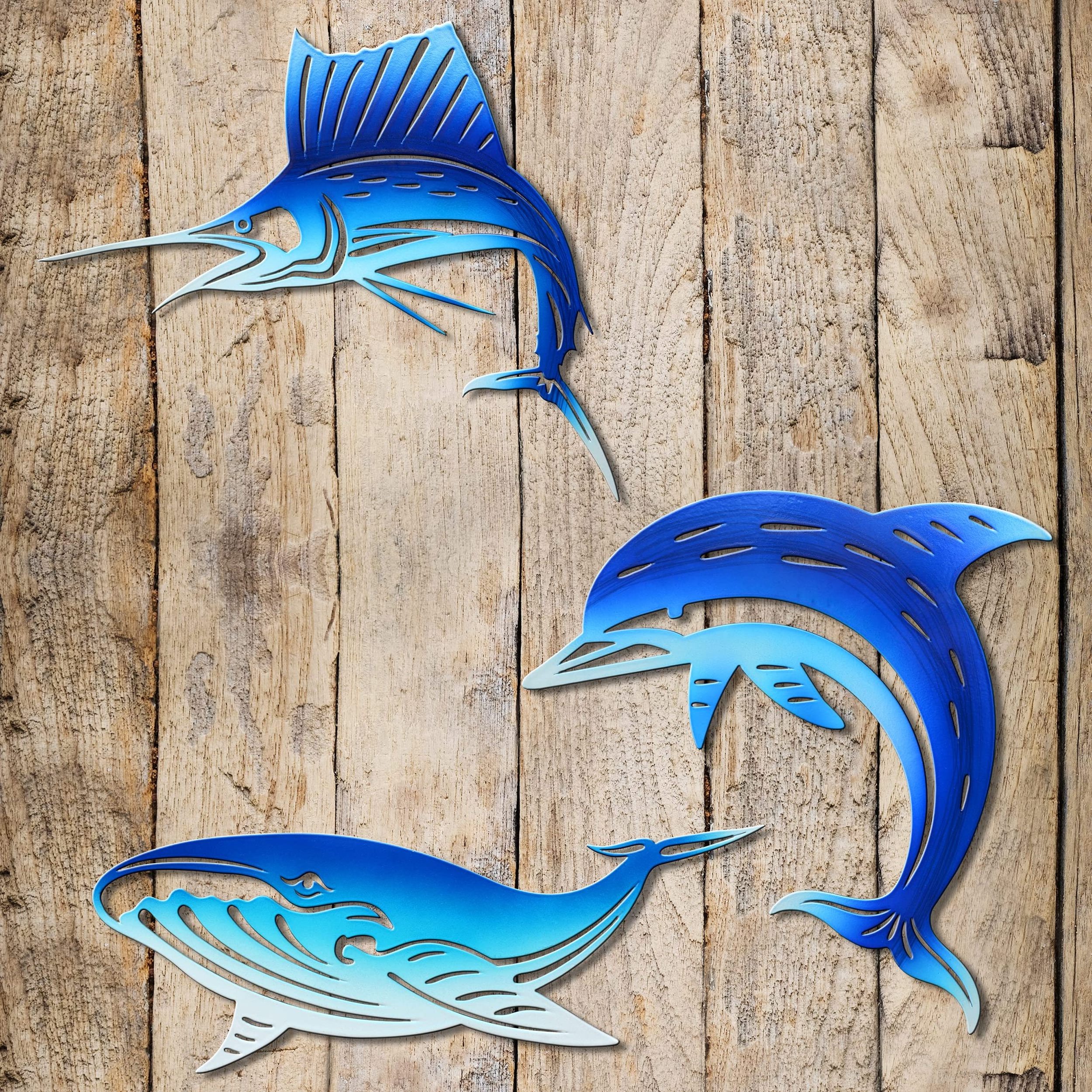 metal wall art decor dolphin tuna whale,hanging decorations for bathroom living room,ocean nautical tropical beach themed decor