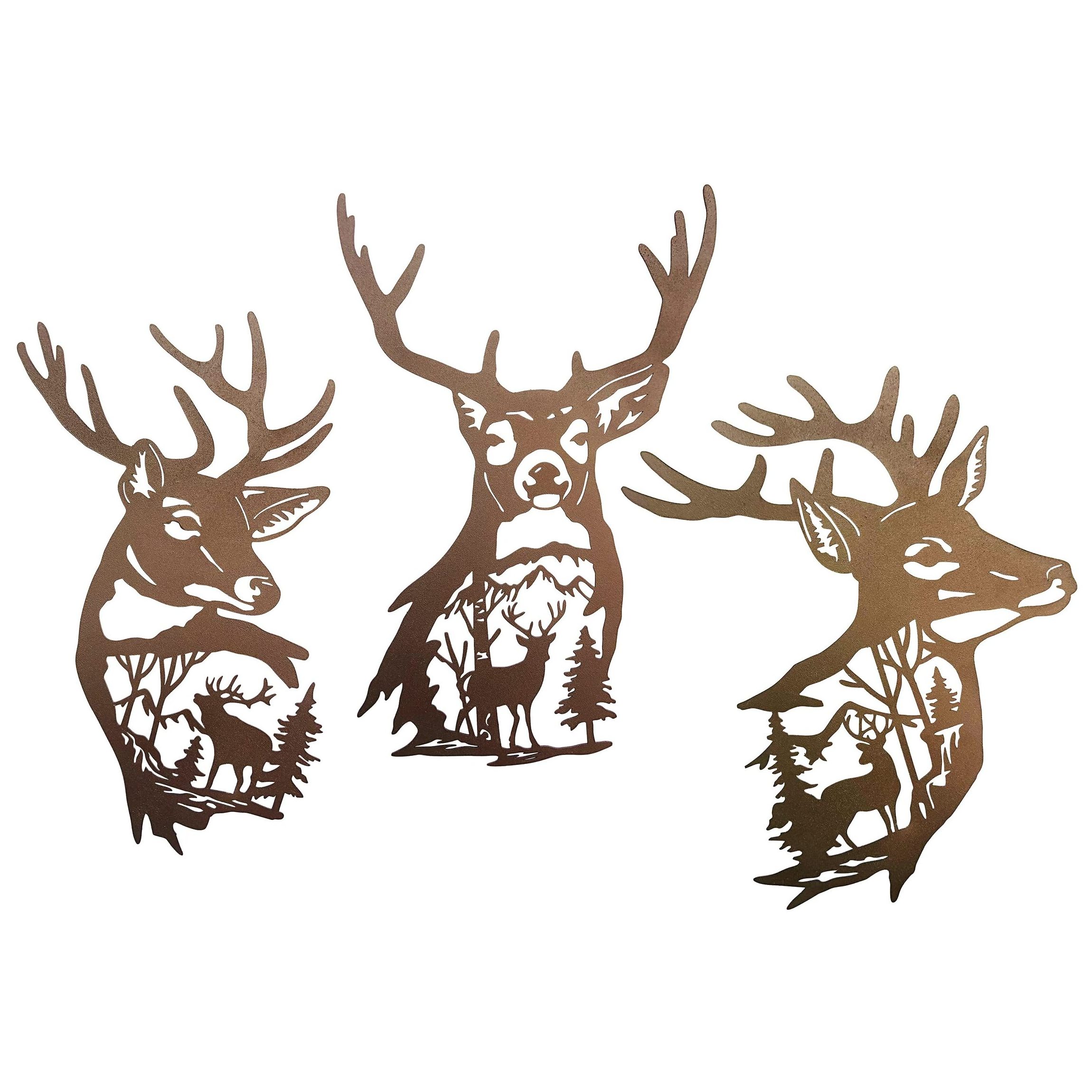 Metal Wall Sculptures Cabin Metal Deer Wall Art Decor House Farmhouse Decorations for Living Room Bedroom Bathroom