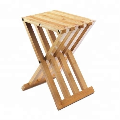 Bamboo Folding Stool 100% Natural Bamboo Folding Shower Seat, Bench, Stool - Bath, Sauna Seating