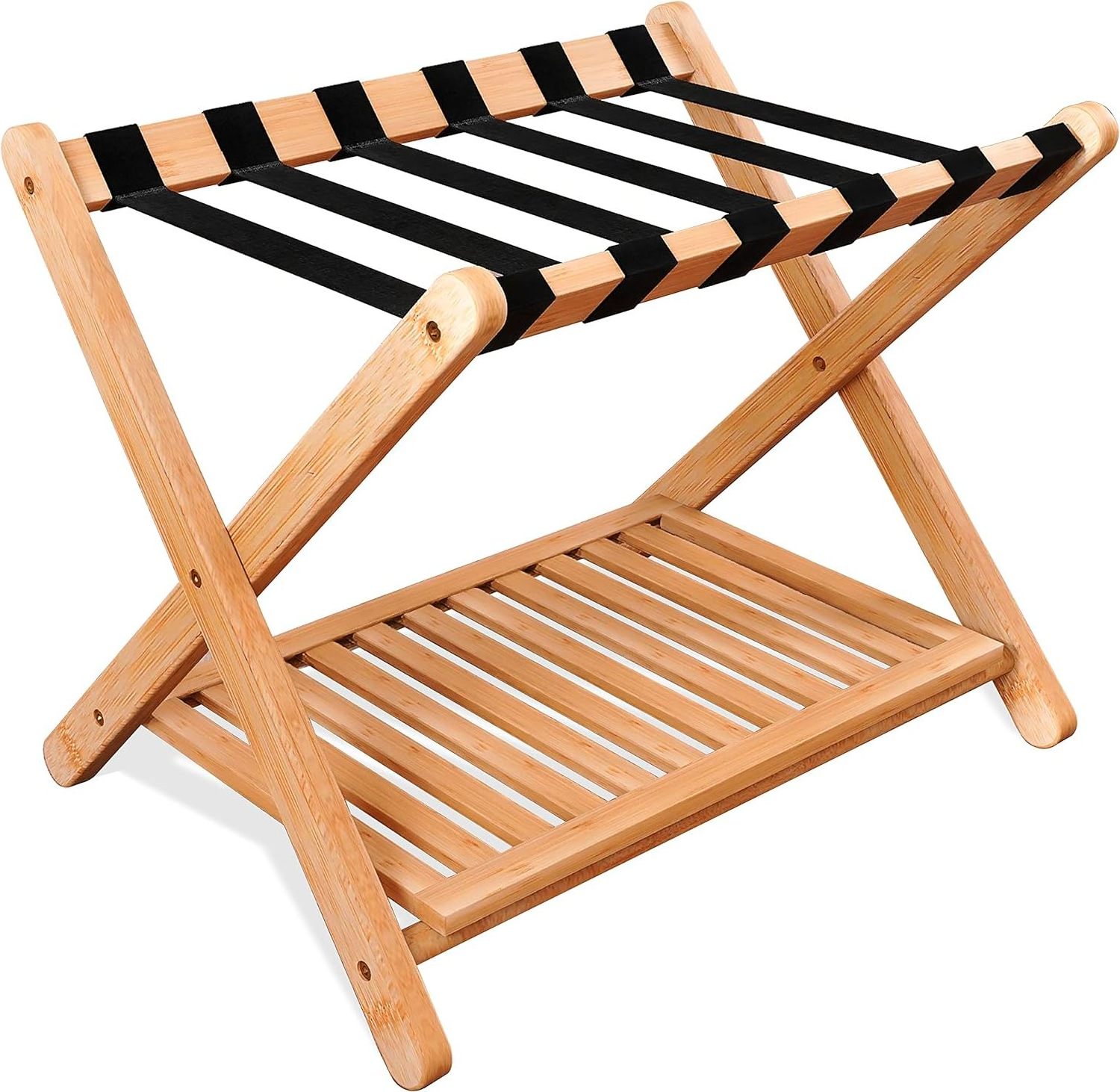 Thickened style  Bamboo Folding Luggage Rack Suitcase Stand  Foldable Bamboo Luggage Stand rack