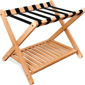 Thickened style  Bamboo Folding Luggage Rack Suitcase Stand  Foldable Bamboo Luggage Stand rack