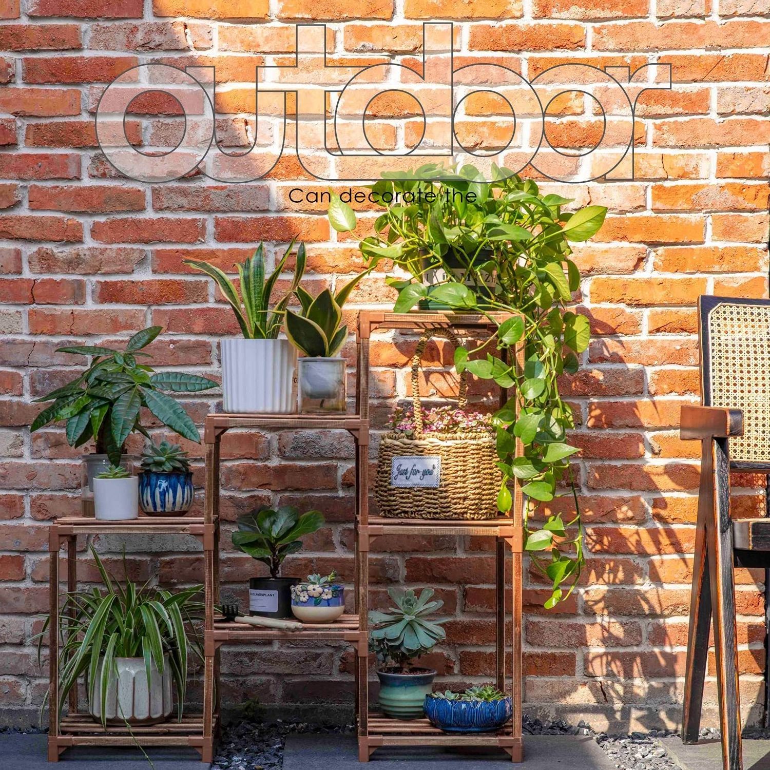 Plant Stands for Indoor  Wood Outdoor Tiered flower Shelf  3 Tire Plant Holder Table for Window Garden Balcony Living Room