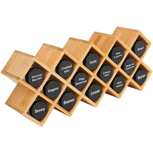 Bamboo Spice Rack Organizer 4 Tier kitchen storage Countertop Organiser shelf spice jar standing  holder