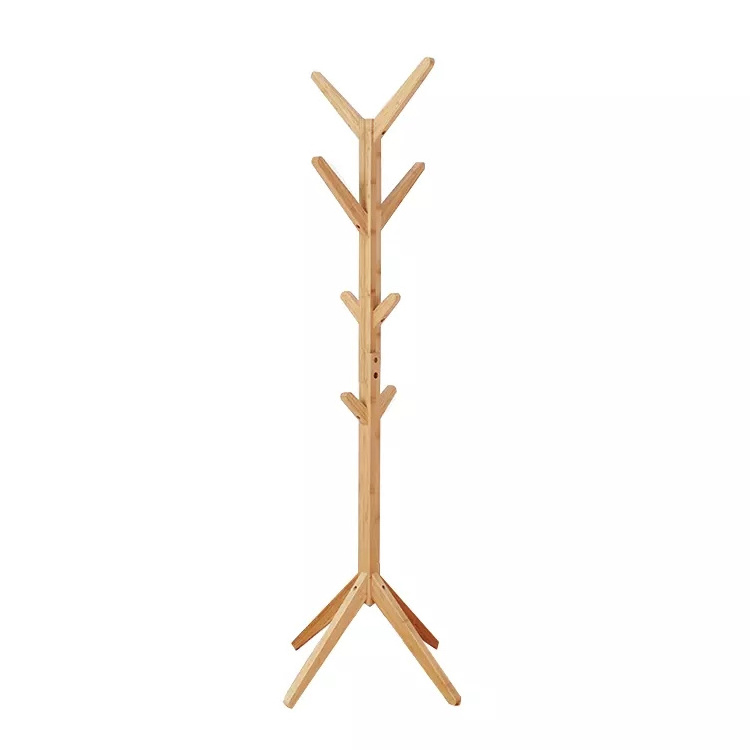 Customized wholesale bamboo hook vertical clothes and hat rack, wooden clothes and hat rack