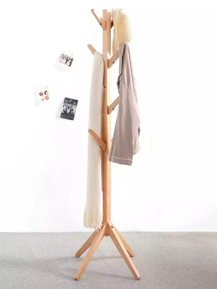 Customized wholesale bamboo hook vertical clothes and hat rack, wooden clothes and hat rack