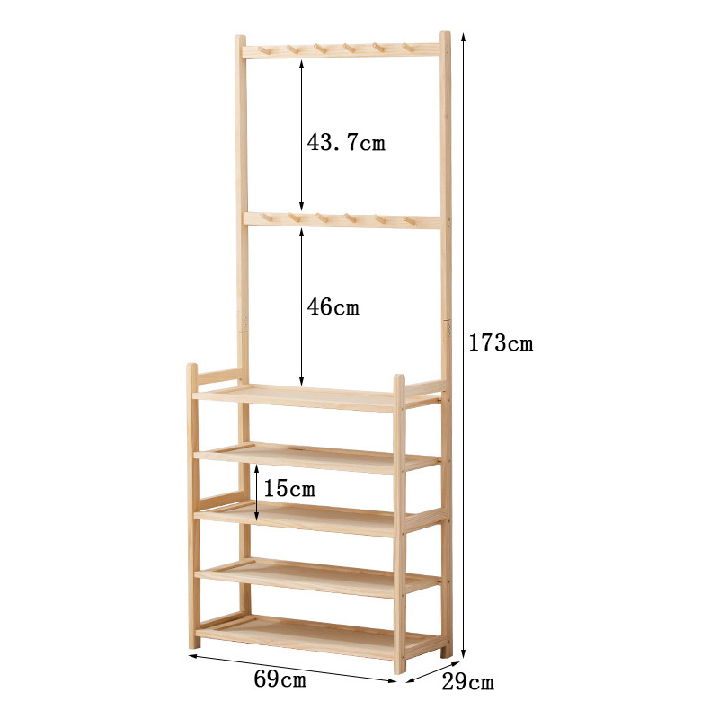 Shoe Rack For Closet Shoe Organizer With Hat Coat Hanger Racks Entryway Stand Wooden Shelf For Shoes Storage