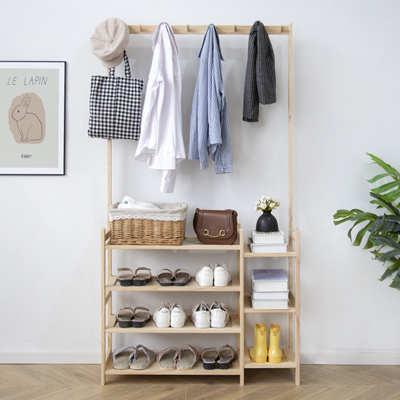 Shoe Rack For Closet Shoe Organizer With Hat Coat Hanger Racks Entryway Stand Wooden Shelf For Shoes Storage