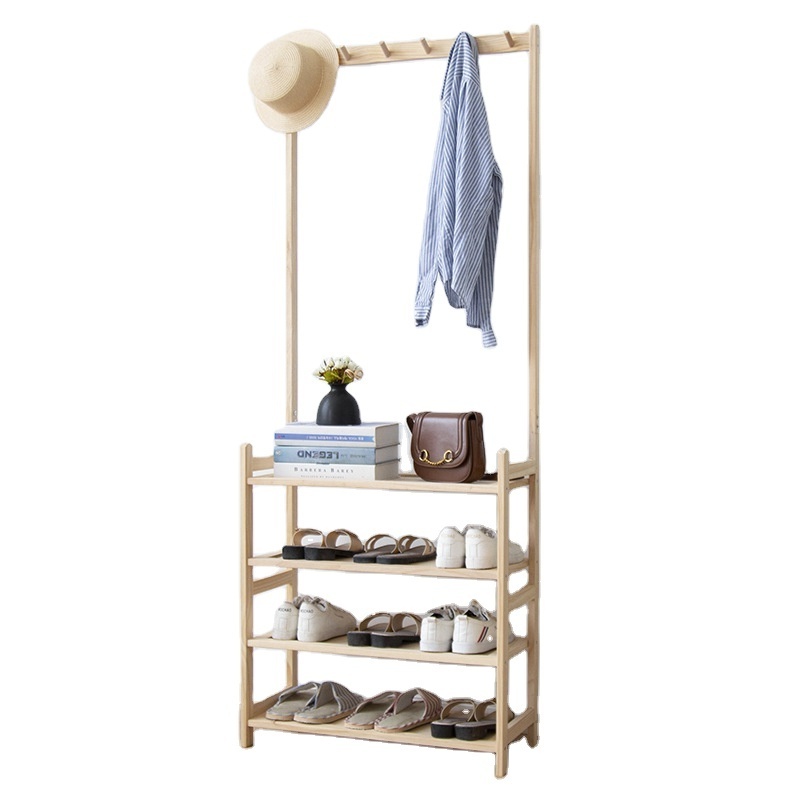 Shoe Rack For Closet Shoe Organizer With Hat Coat Hanger Racks Entryway Stand Wooden Shelf For Shoes Storage