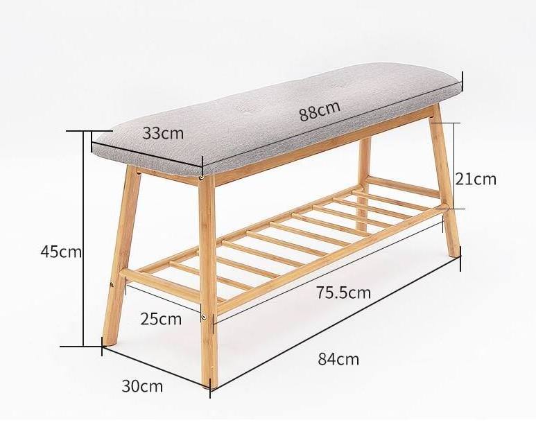 Shoe Rack Bench, Bamboo Entryway Bench, 2 Tier Shoe Bench with Storage for Hallway Living Room Bedroom Corridor, Nature