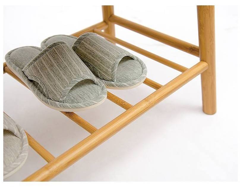 Shoe Rack Bench, Bamboo Entryway Bench, 2 Tier Shoe Bench with Storage for Hallway Living Room Bedroom Corridor, Nature