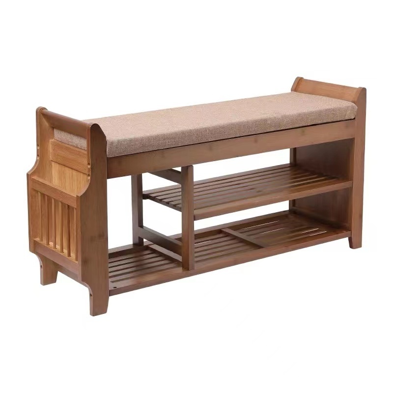 Shoe Storage Bench Solid Wood Bench with Shoe Storage with Soft cushion for Hallway Entryway Living Room