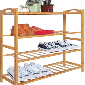 4 Tier Entryway Shoe Shelf 31.5 Inch Shoe Storage Organizer for Closet Home Bamboo Shoe Rack