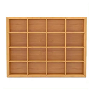 Bamboo Drawer Organizer Closet Divider Storage Wall Mounted Bow Tie Box 16 Compartments Storage Box Collectibles Display Rack