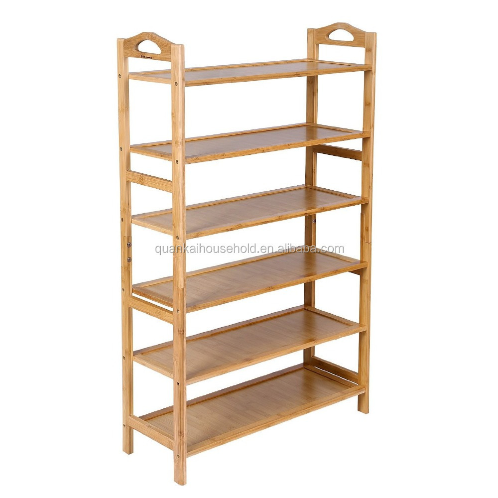 Bamboo 6-Tier Shoe Rack Entryway Shoe Shelf Storage Organizer