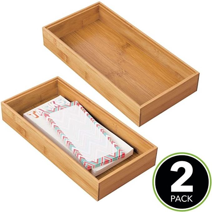 Hot Selling Home Kitchen Bamboo Storage Bin Tray Desk And Drawer Organizer Food Tray Utensil Storage For Hotel