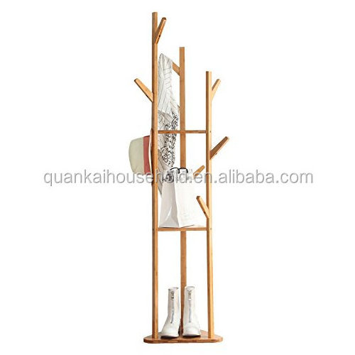 Bamboo Triangle Coat Racks Clothes Shelf Corner Rack