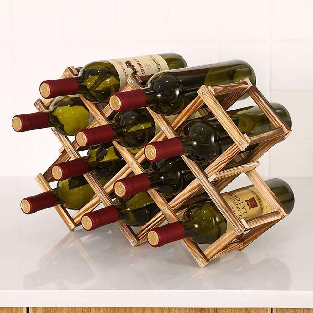 Customized wooden wine and red wine storage rack, 10 bottle wine rack, desktop vertical wine bottle rack