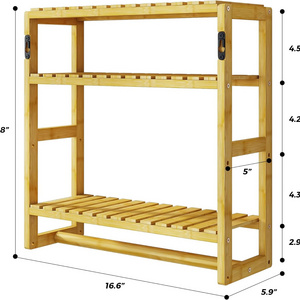 Bathroom Storage Shelves Organizer 3 Tiers Over The Toilet Storage Wall Mounted Floating Shelves with Hanging Rod