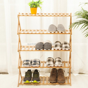 Natural Bamboo 5-Tier Shoe Rack Display Rack Storage Organizer