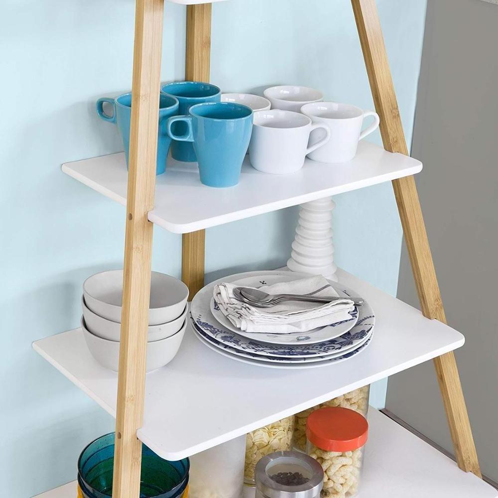 bathroom room storage shelf with 7 Hooks Ladder Shelf Coat Rack towel Storage Display for Bathroom