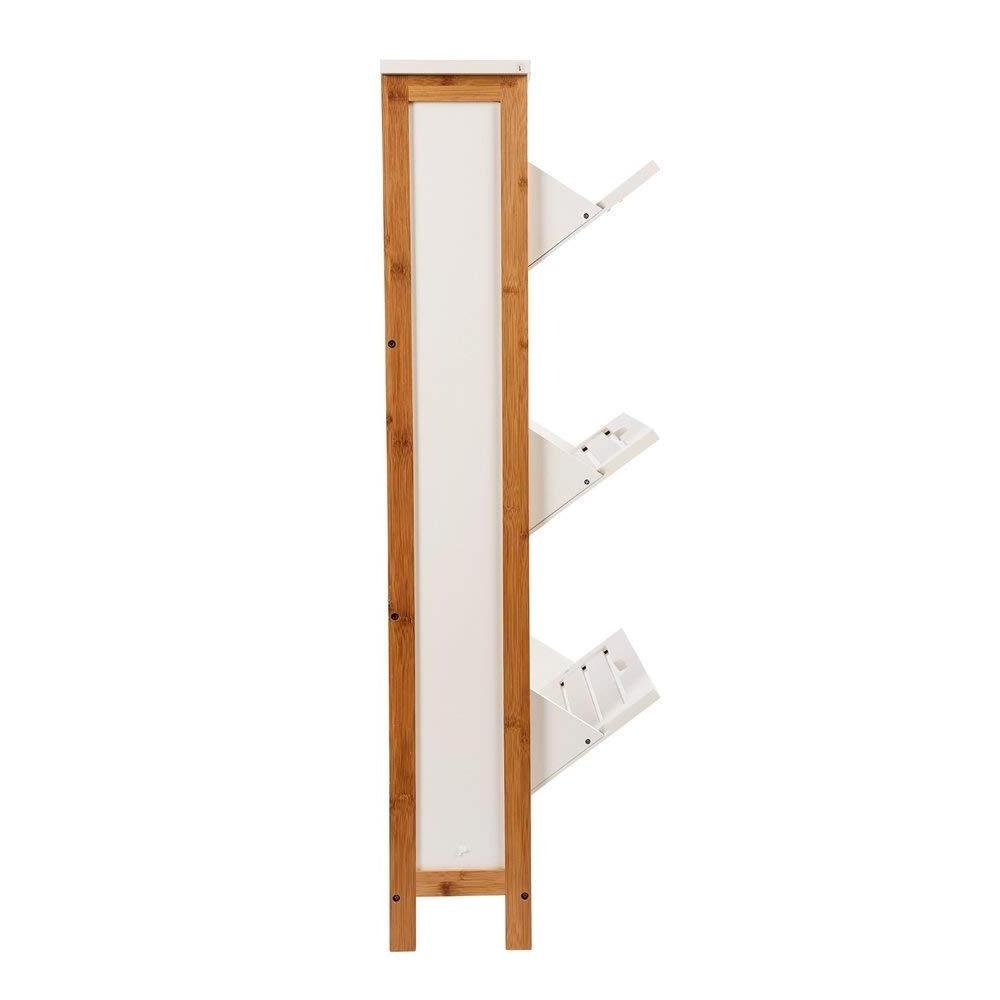 3-Tier Bamboo Shoe Shelf shoe rack with 3 Flaps White Color