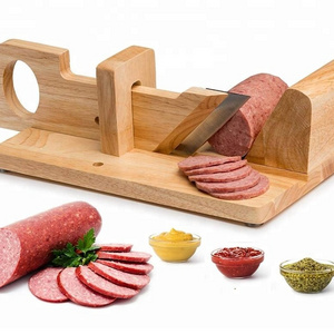 Bamboo Sausage Slicer wood Salami Guillotine Slicer