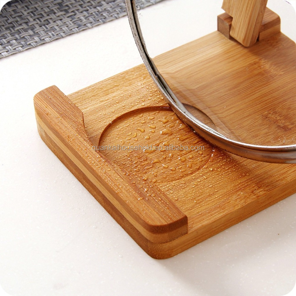 Bamboo Folding Kitchen Lid and Spoon Rest Lid Rack Holder