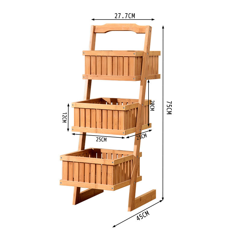 3 Tier Bamboo Shelves Free Standing Bathroom Storage Stand Rack Flower Display Shelf for Home Toys Vegetable Storage Rack