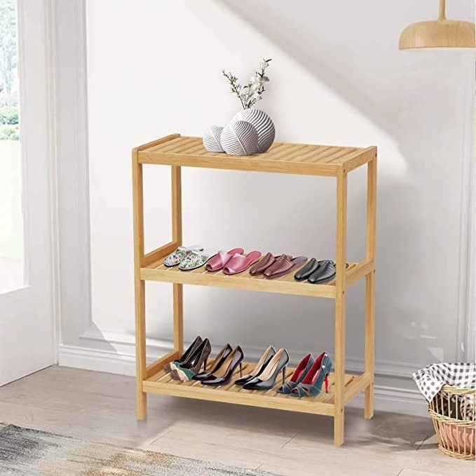 Bamboo Shoe Rack for Entryway Multi-Function, Free Standing Shoe Racks for Bedroom Hallway Closet shoe rack organizer