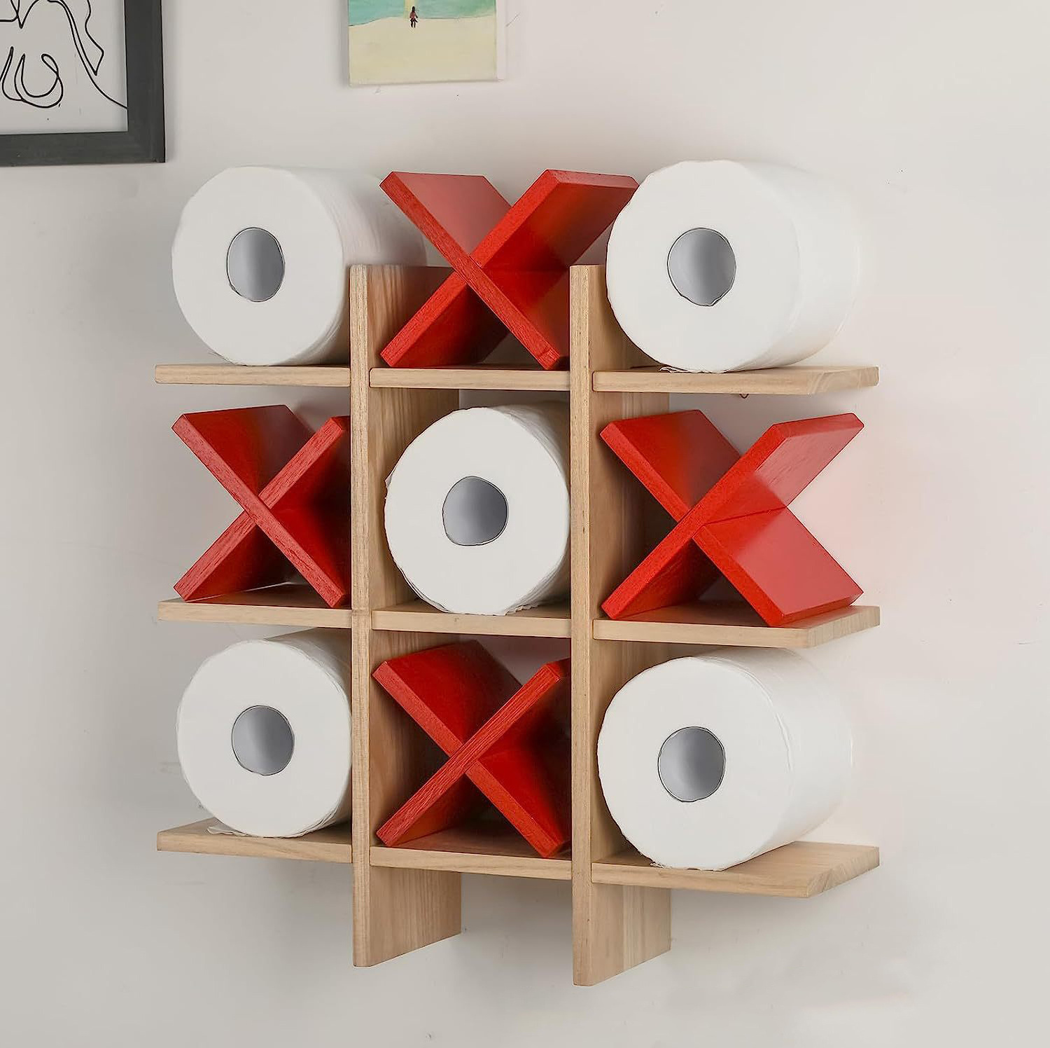 Decorative Wooden Napkin Storage Rack Creative  Toilet Paper Roll Display Rack Multi-cell Paper Towel Storage Rack