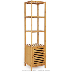 4 Tiers Bamboo Floor Cabinet Storage Tower Multifunctional Shelving Unit Natural bamboo bathroom display shelf