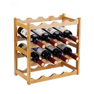 Customized bamboo 4-layer durable wine rack and bottle rack countertop storage cabinet shelf -4-layer 16 bottle wine rack