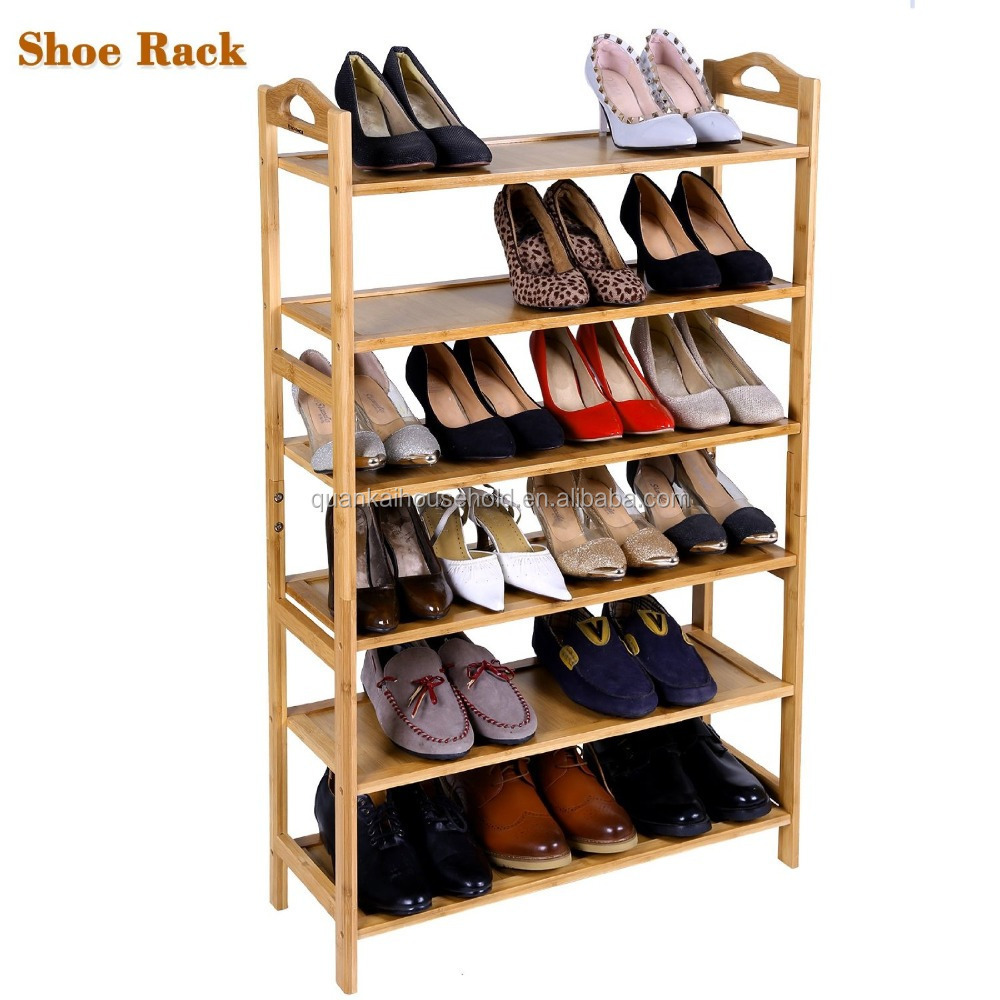 Bamboo 6-Tier Shoe Rack Entryway Shoe Shelf Storage Organizer