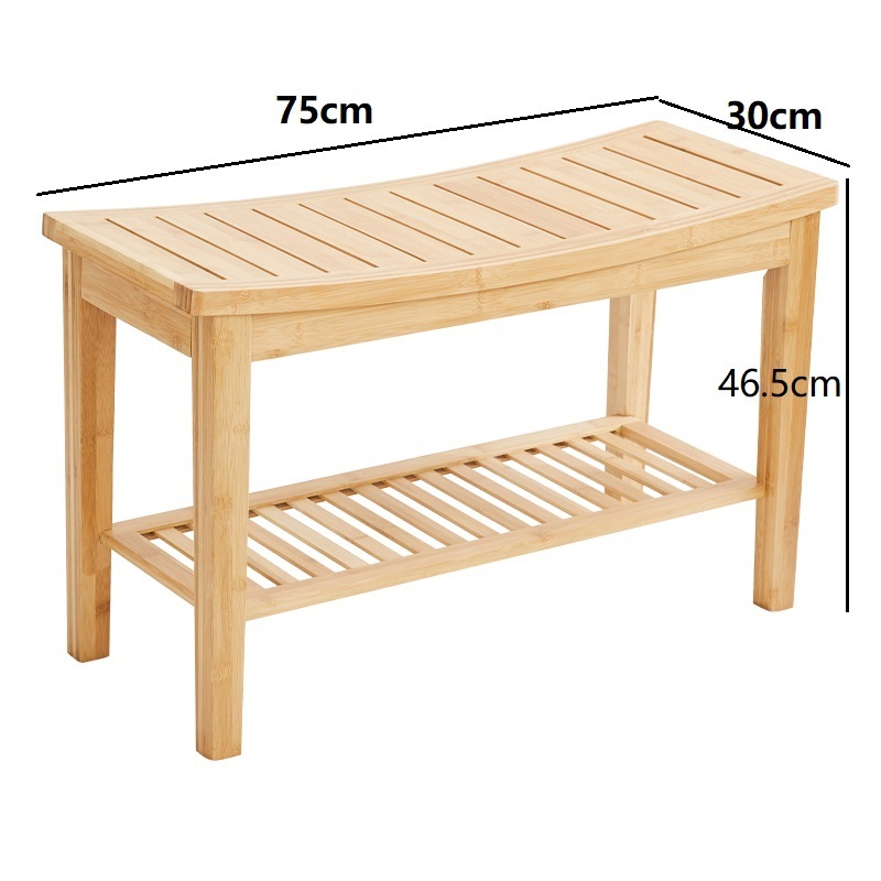 Bamboo stool Bambusi Shower Bench Stool with Shelf Wood Seat Bench for Indoor or Outdoor Use Spa Bath Bench with Storage Shelf