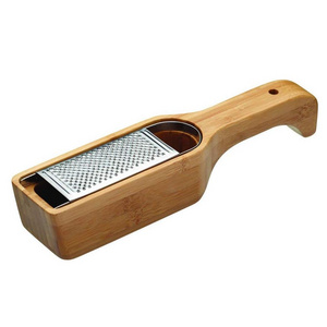 Bamboo Wood Cheese Grater with Handle cheese grater with container