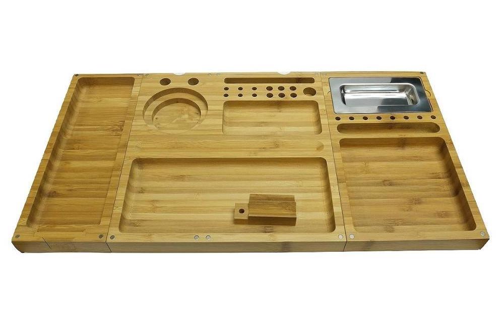 new design Triple Flip Magnetic Bamboo Rolling Tray