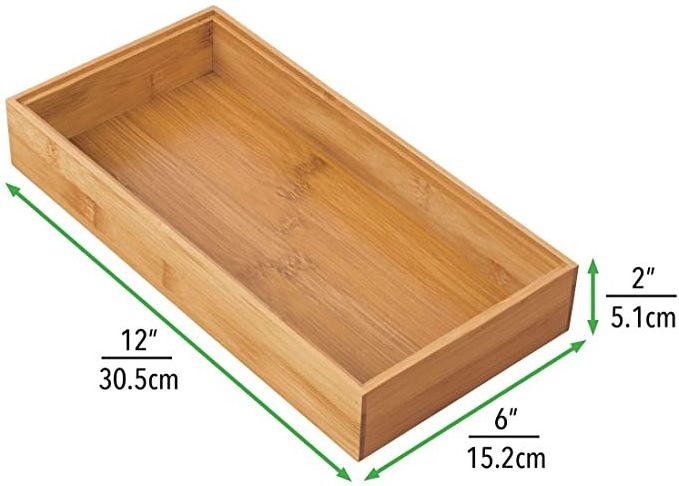 Hot Selling Home Kitchen Bamboo Storage Bin Tray Desk And Drawer Organizer Food Tray Utensil Storage For Hotel