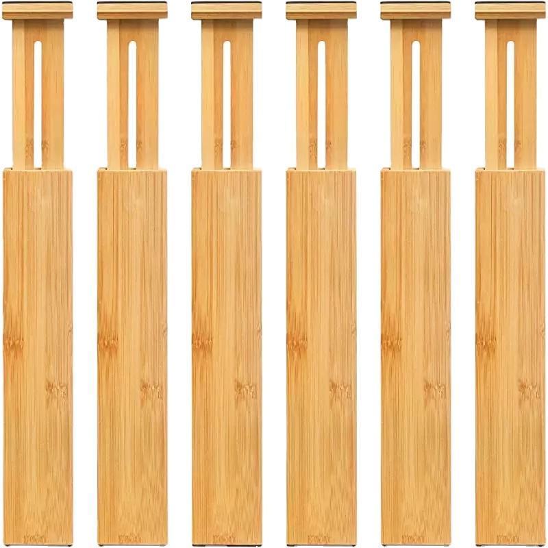 Bamboo drawer dividers for kitchen drawer organizers adjustable space drawer dividers