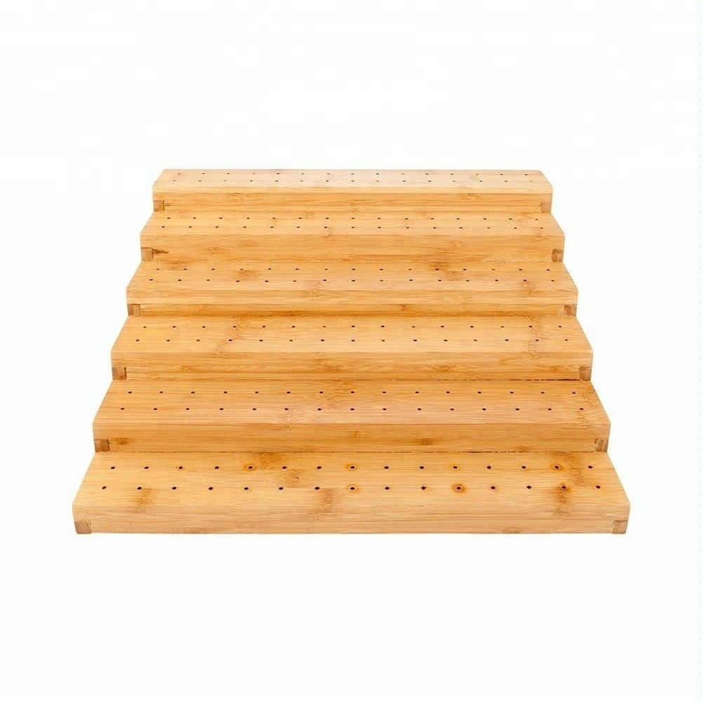 Multi Level Rectangular Bamboo Food kebab Skewer stand Six Level 180 bamboo pick slots Stand and Food Display