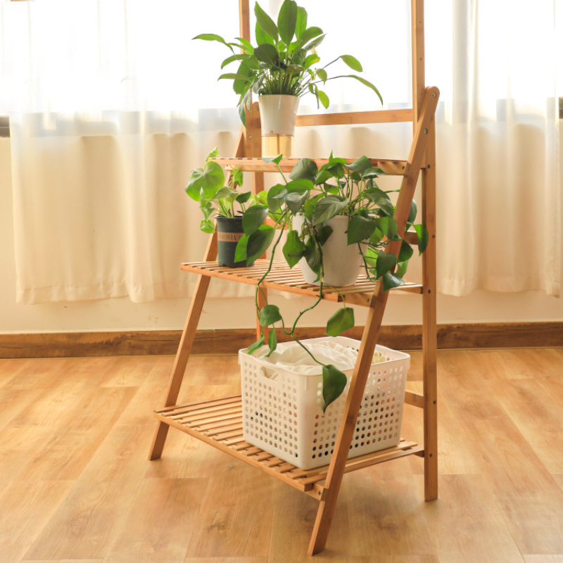 Bamboo Flower stand collapsible plant rack Flowerpot shelf for Living Room Garden Patio Outdoor Indoor Plants Pots Shelves