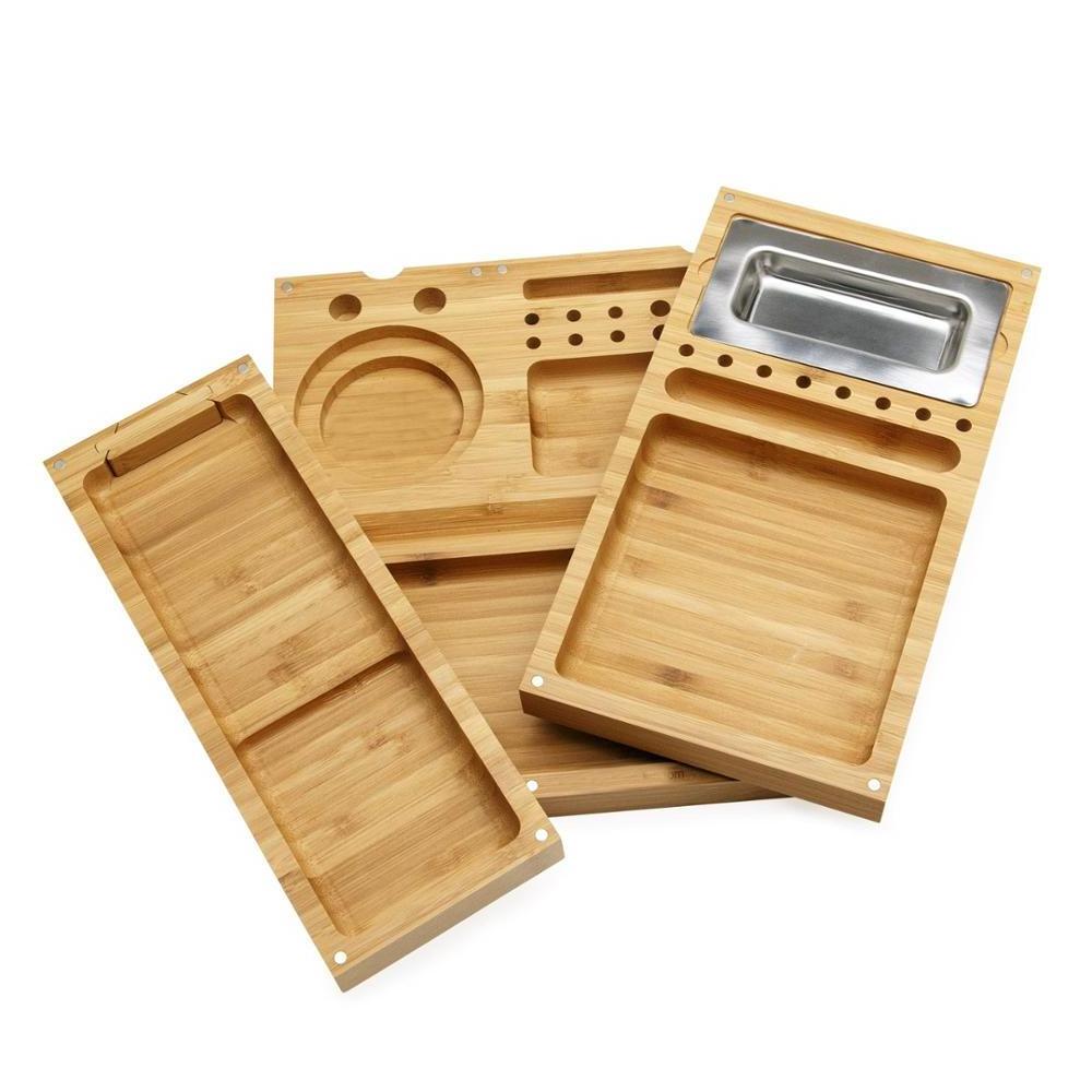 new design Triple Flip Magnetic Bamboo Rolling Tray